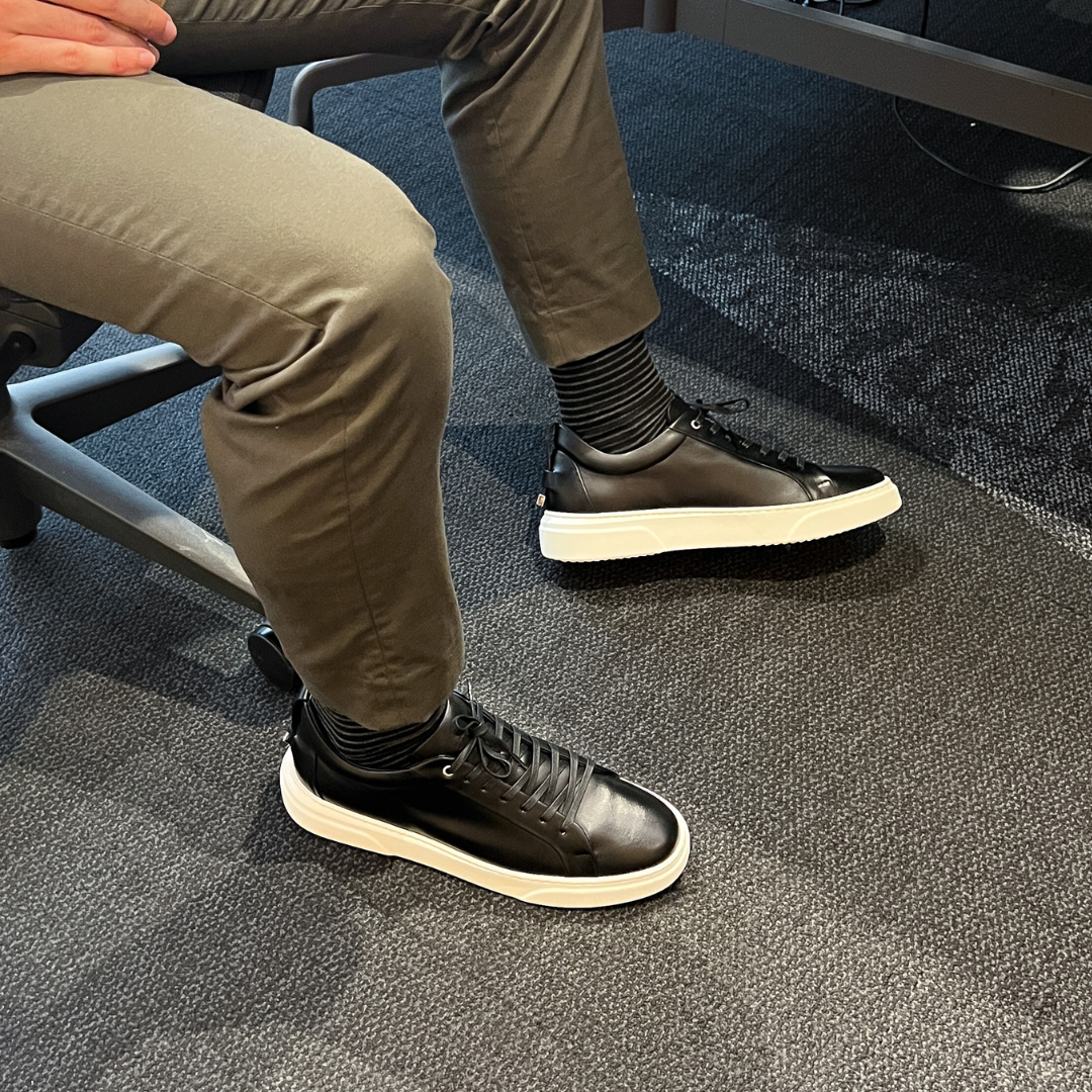 MOCALMO Men's Figaro Leather Sneaker in Black, view 7