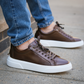 MOCALMO Men's Figaro Leather Sneaker in Espresso, view 6