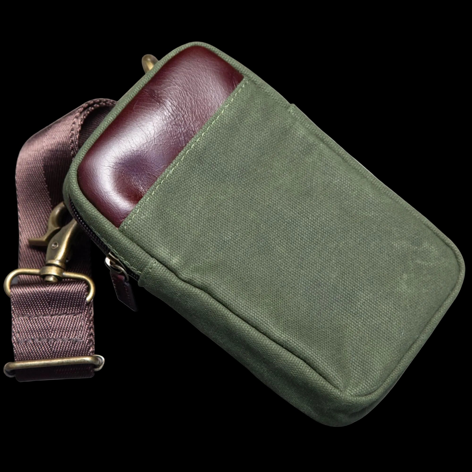 Miami Leathers Maxwell waxed canvas crossbody phone pouch, image 3 of 8