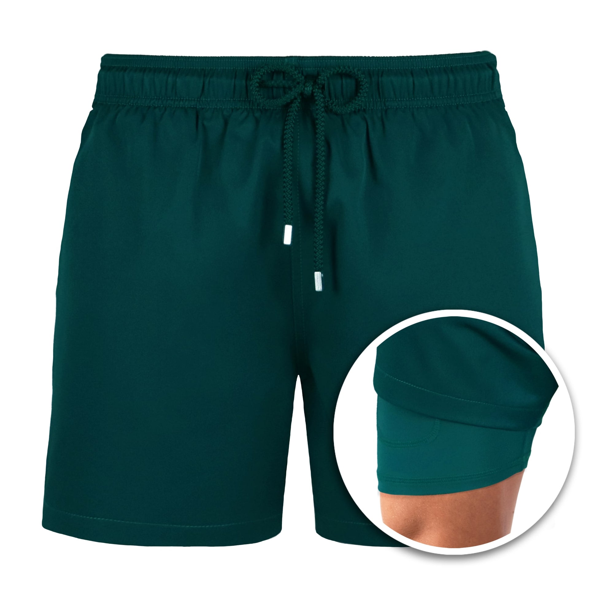 length:classic night green hybrid short features
