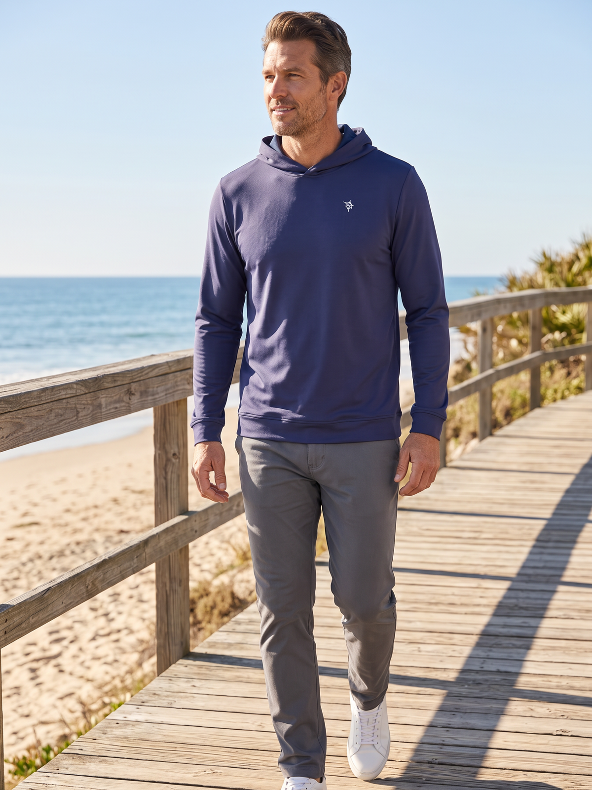 White Water Life Hillside Performance Hoodie in Navy, view 2