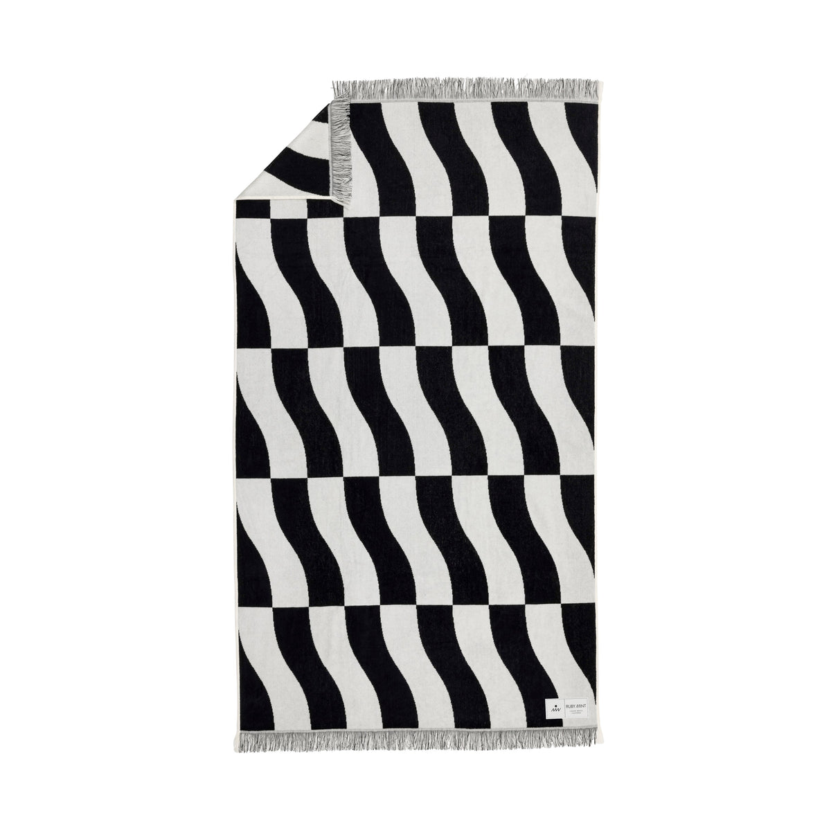 Ruby Mint Hydra black and gray cotton beach towel, image 2 of 2