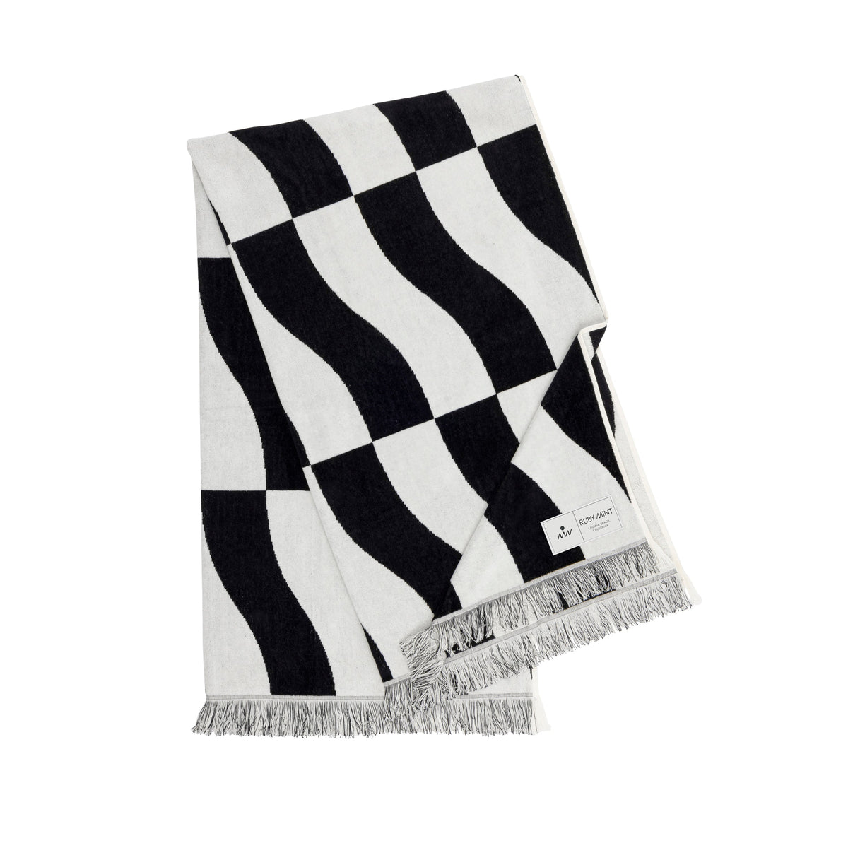 Ruby Mint Hydra black and gray cotton beach towel, image 1 of 2