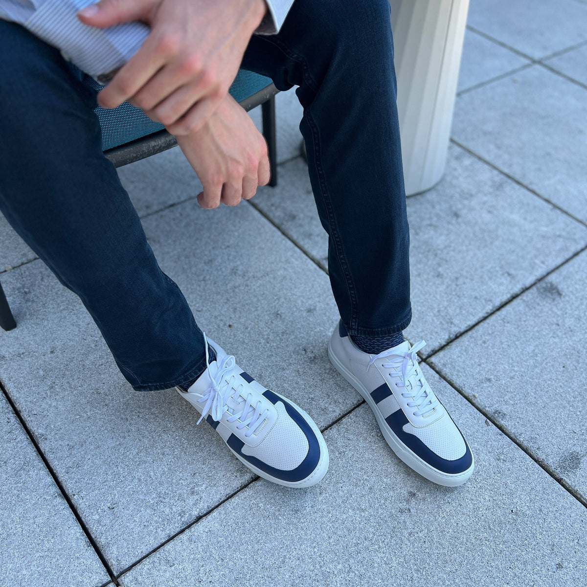 MOCALMO Men's Otello Leather Sneaker in Blue, view 8