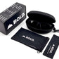 BOLD Thunderhead square sunglasses in brown with the BOLD box, zip case and cleaning pouch