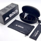 BOLD Shadows wrap sunglasses in black with the BOLD box, zip case and cleaning pouch
