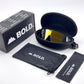 BOLD Shadows wrap sunglasses in gold with the BOLD box, zip case and cleaning pouch