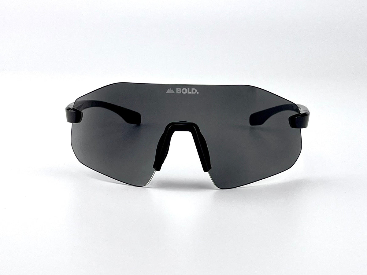 BOLD Emerald rimless photochromic sunglasses in black, view 2