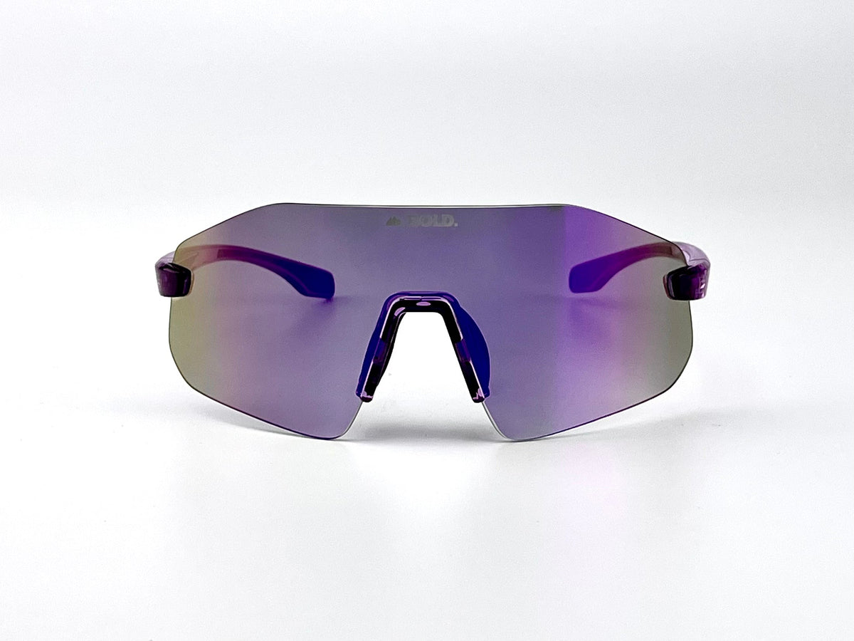 BOLD Emerald rimless photochromic sunglasses in purple, view 2