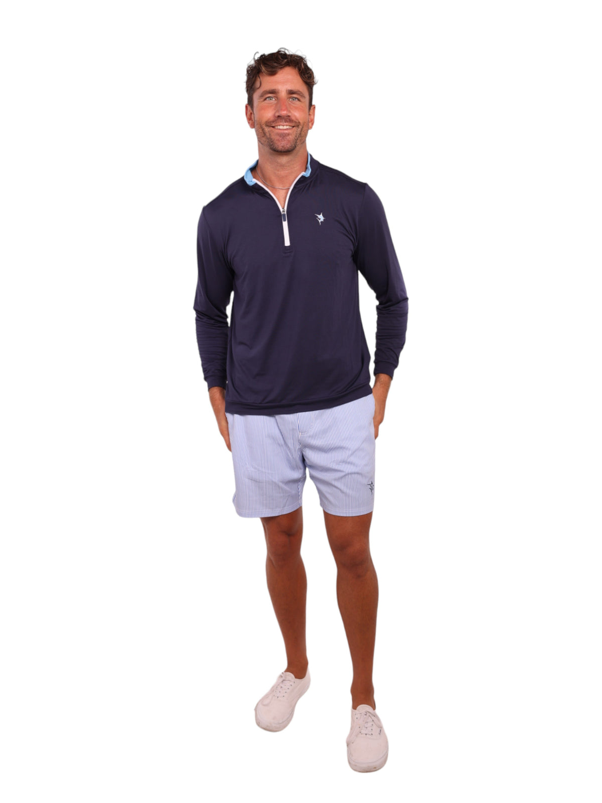 White Water Life Long Beach Quarter Zip in Navy, view 2