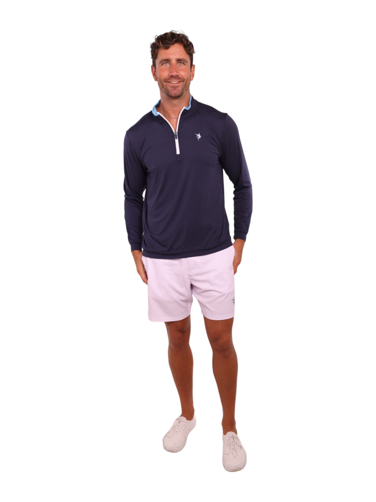 White Water Life Long Beach Quarter Zip in Navy, view 3