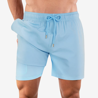 length:classic blue azure hybrid short studio front