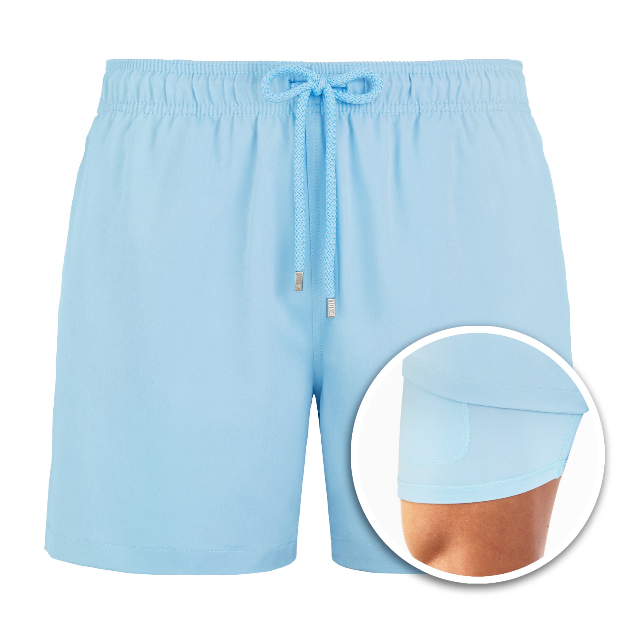 BICOLOR SURF SHORTS【PASTEL BLUE】L size Light Blue Swim Trunks- Blue Azure