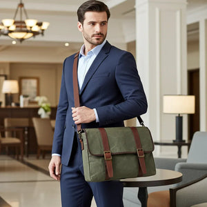 Miami Leathers Maxwell classic waxed canvas laptop messenger bag, image 2 of 10