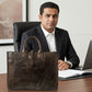 Miami Leathers Crazy Horse leather 16 inch briefcase, brown, image 8 of 9