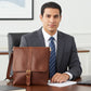 Miami Leathers Cambridge full grain leather compact messenger bag, brown, image 2 of 5