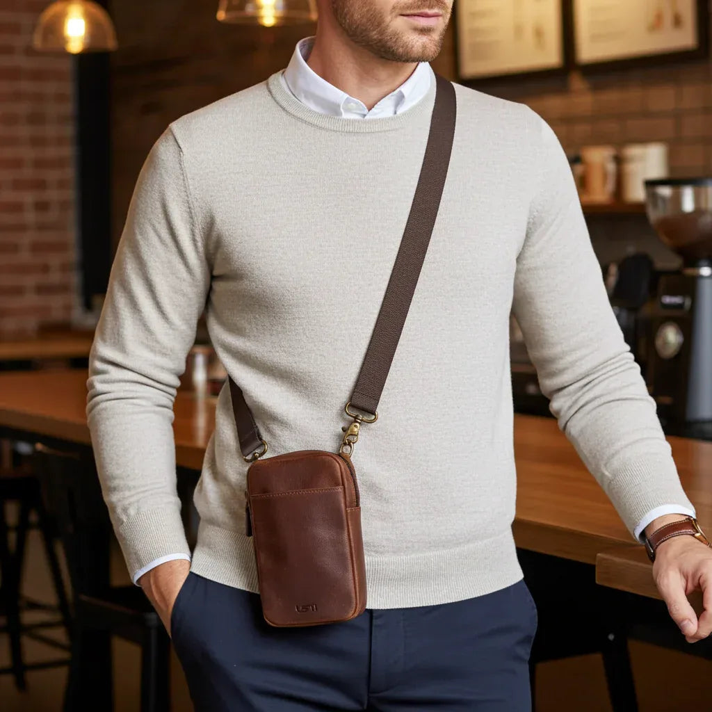 Miami Leathers Cambridge full grain leather crossbody phone pouch, image 2 of 6