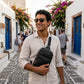 Black Full-Grain Leather Sling Bag for Men