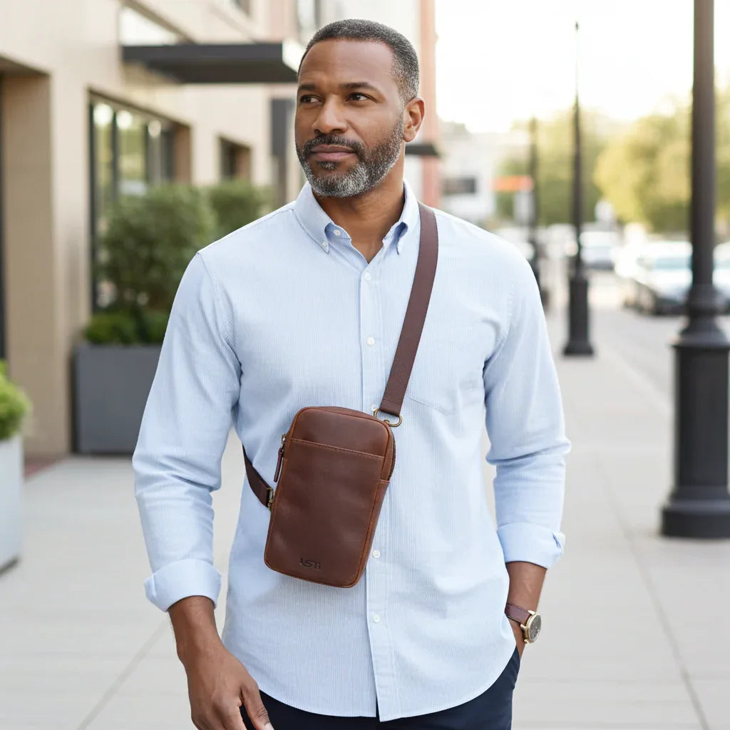 Miami Leathers Cambridge full grain leather crossbody phone pouch, image 5 of 6