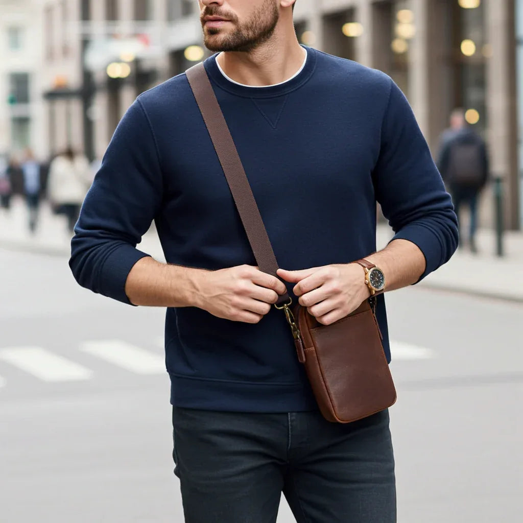 Miami Leathers Cambridge full grain leather crossbody phone pouch, image 6 of 6