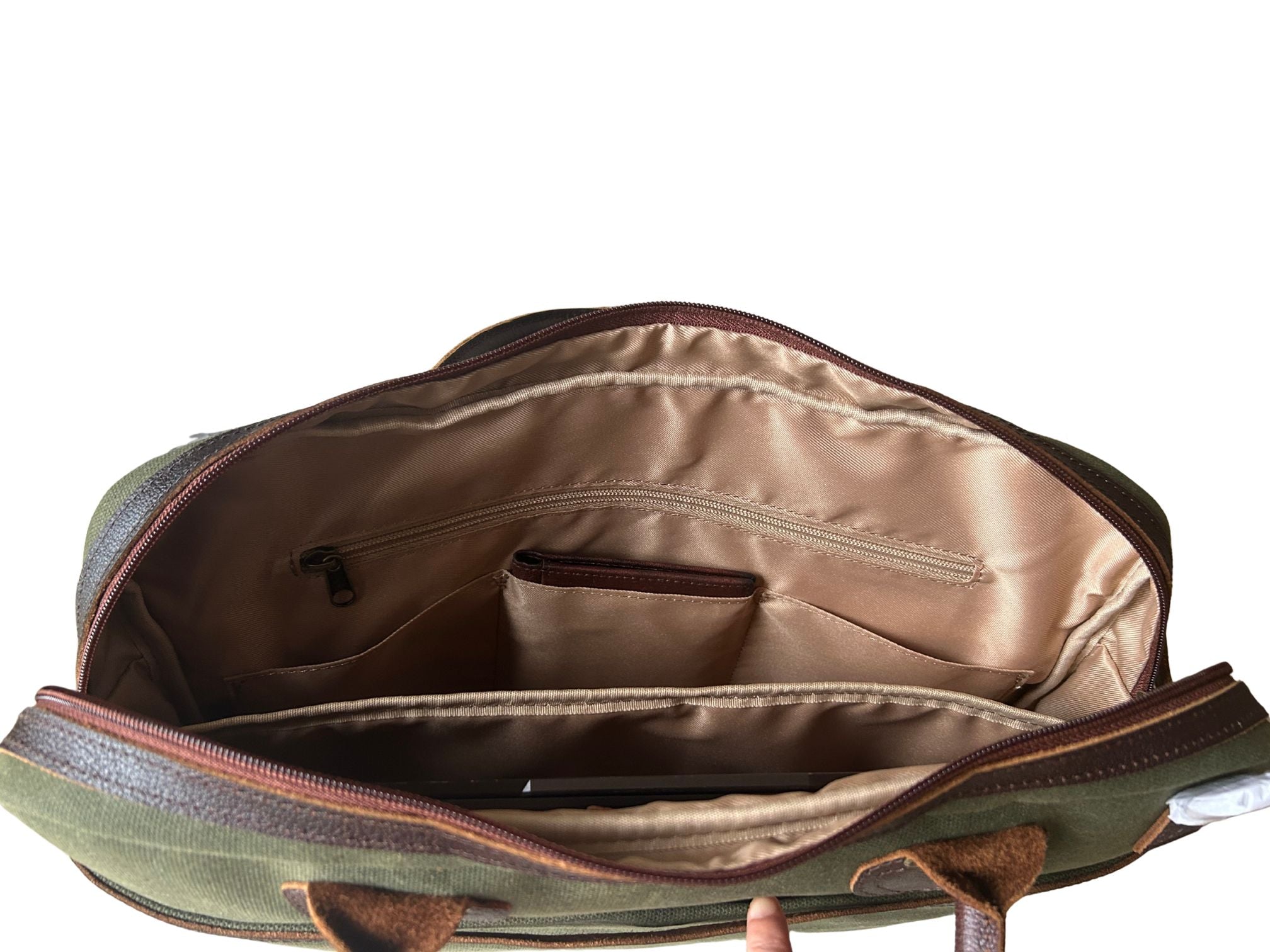Miami Leathers Maxwell top zip waxed canvas laptop messenger bag, image 4 of 10