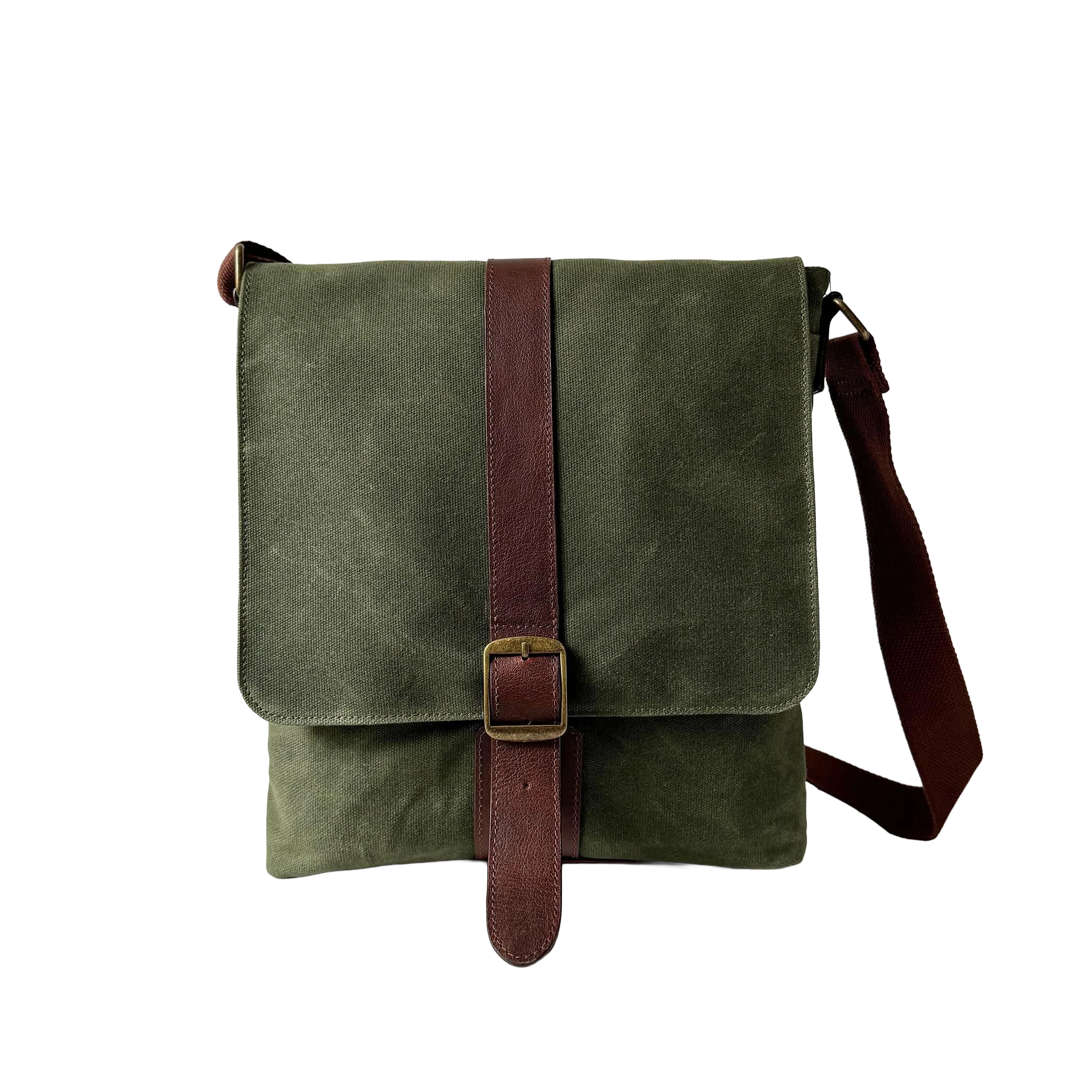 Maxwell Compact Waxed Canvas and Leather Messenger Bag