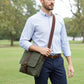 Miami Leathers Maxwell compact waxed canvas messenger bag, detail