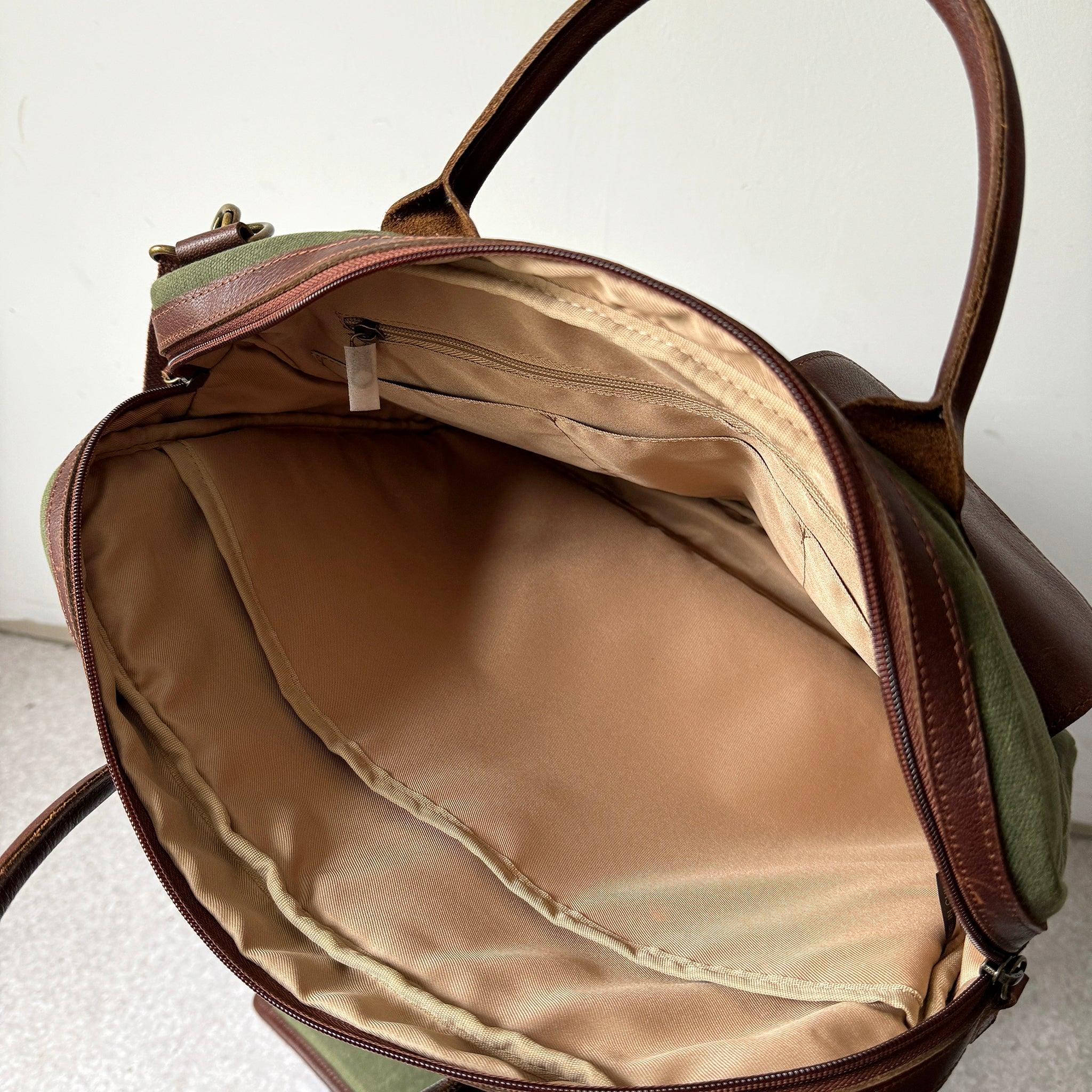 Miami Leathers Maxwell top zip waxed canvas laptop messenger bag, image 6 of 10