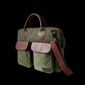 Miami Leathers Maxwell top zip waxed canvas laptop messenger bag, image 1 of 10