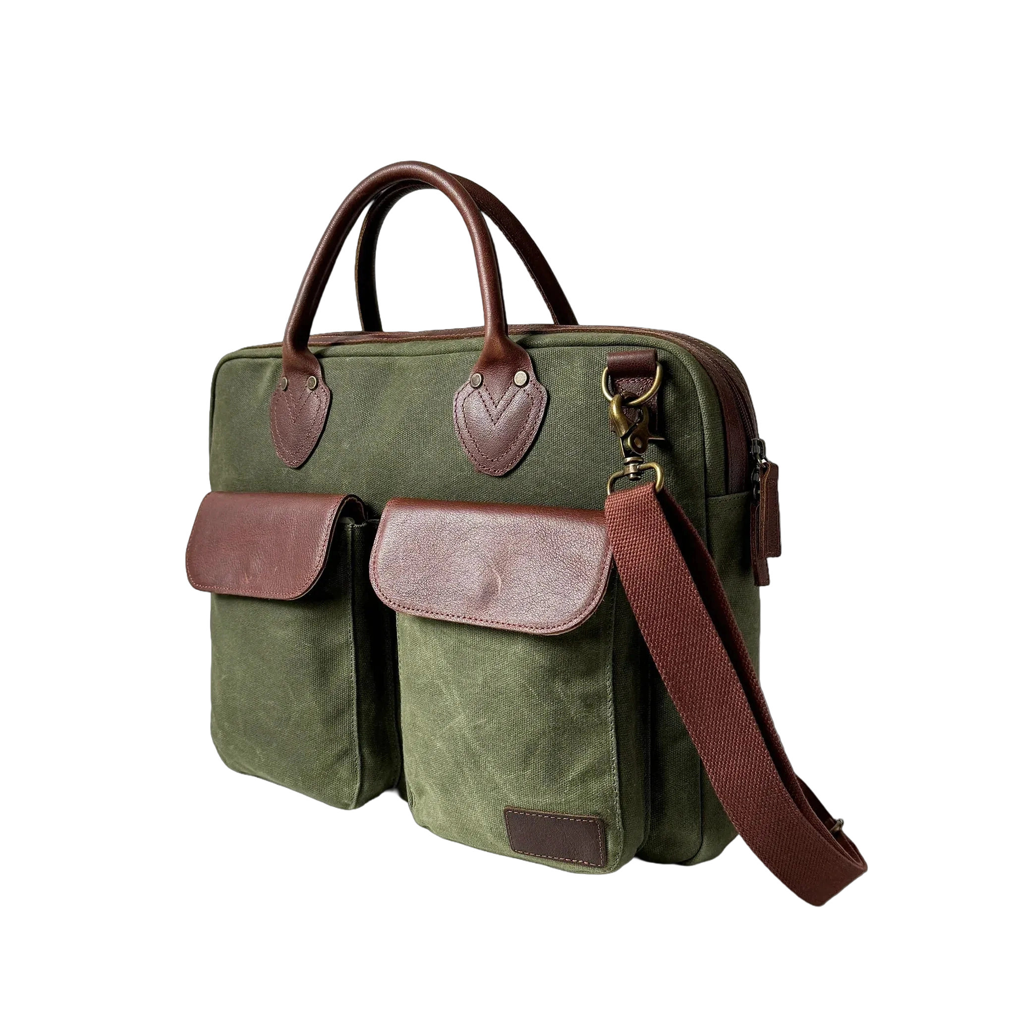 Maxwell Top-Zip Waxed Canvas and Leather 16 Inch Laptop Messenger Bag