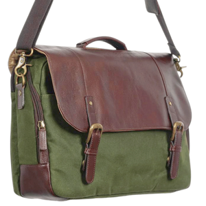 Miami Leathers Maxwell structured waxed canvas laptop messenger bag, image 1 of 10