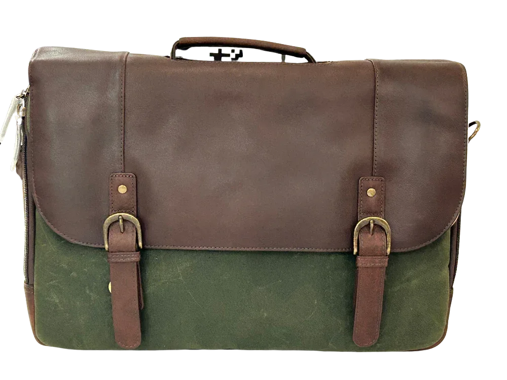 Miami Leathers Maxwell structured waxed canvas laptop messenger bag, image 3 of 10