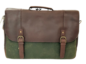 Miami Leathers Maxwell structured waxed canvas laptop messenger bag, image 3 of 10