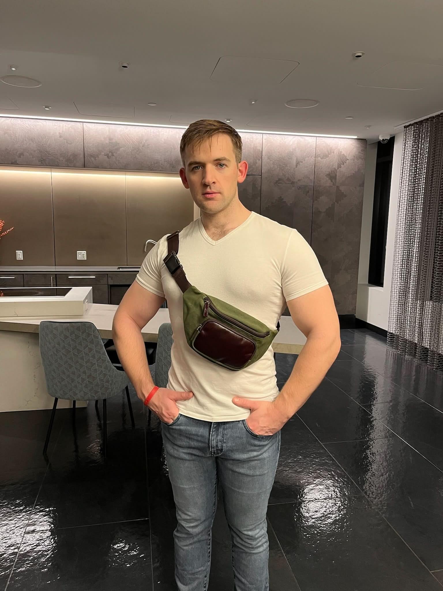 Miami Leathers Maxwell waxed canvas waist pack sling, image 5 of 6