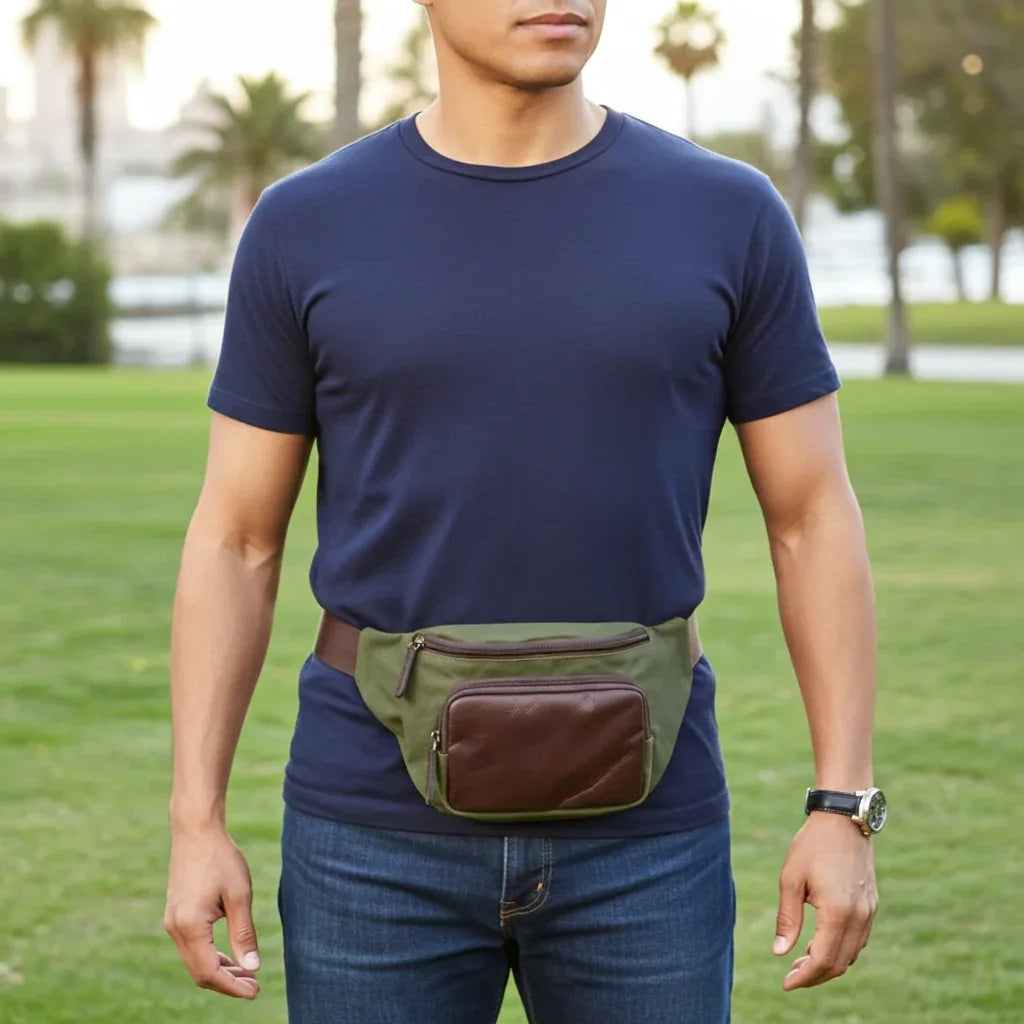 Miami Leathers Maxwell waxed canvas waist pack sling, image 6 of 6