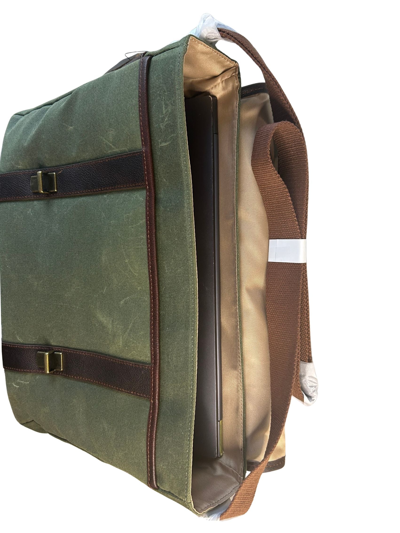 Miami Leathers Maxwell classic waxed canvas laptop messenger bag, image 3 of 10
