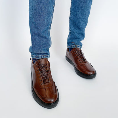 MOCALMO Men's Rigoletto T-Toe Sneaker in Brown, view 2