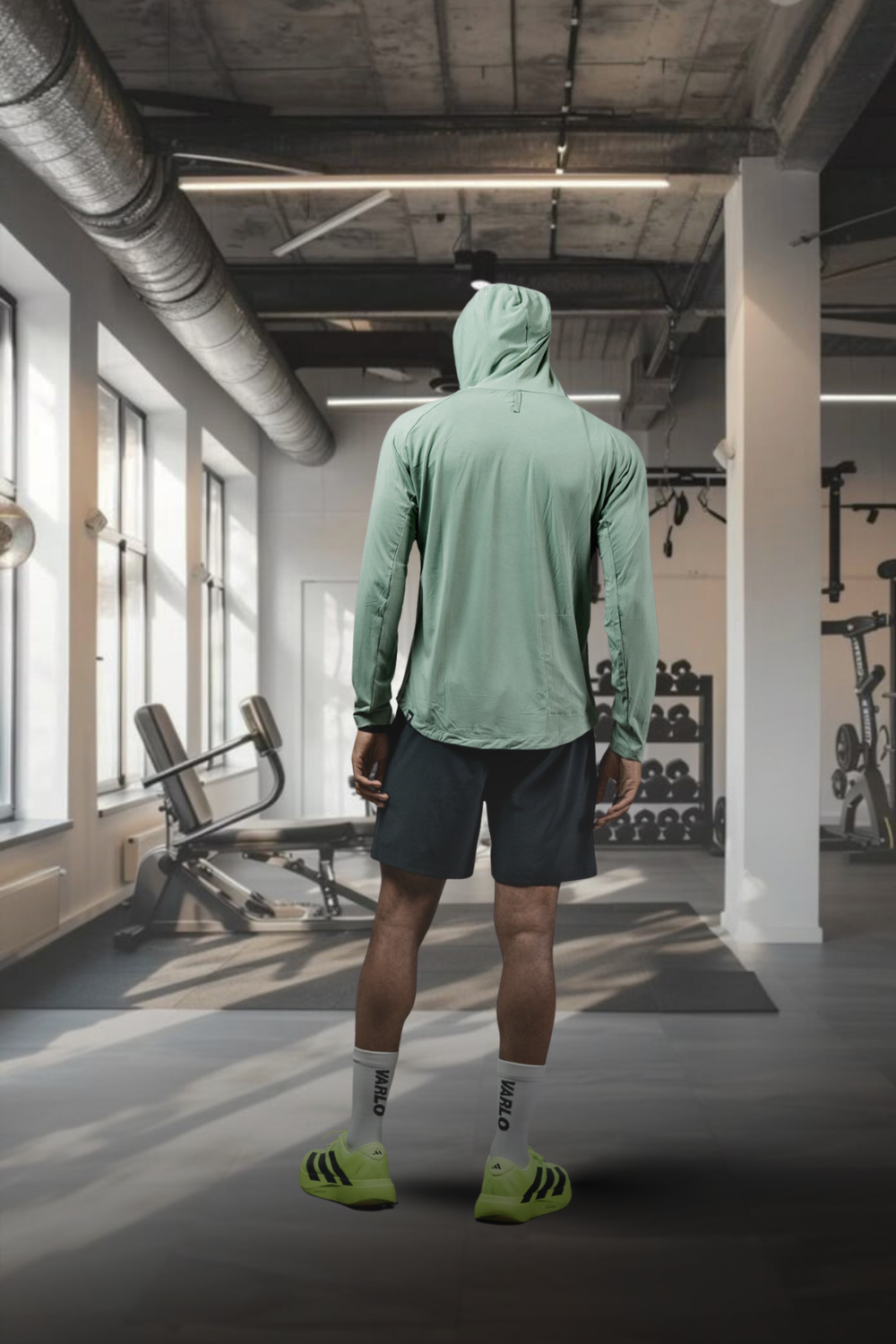Varlo Men's Terra Recovery Element Hoodie Shirt in Low Light Olive, view 15