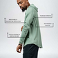 Varlo Men's Terra Recovery Element Hoodie Shirt in Low Light Olive, view 3