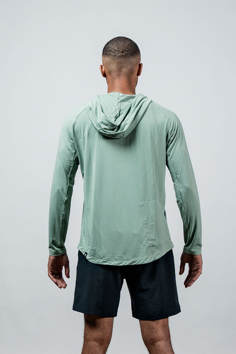 Varlo Men's Terra Recovery Element Hoodie Shirt in Low Light Olive, view 6