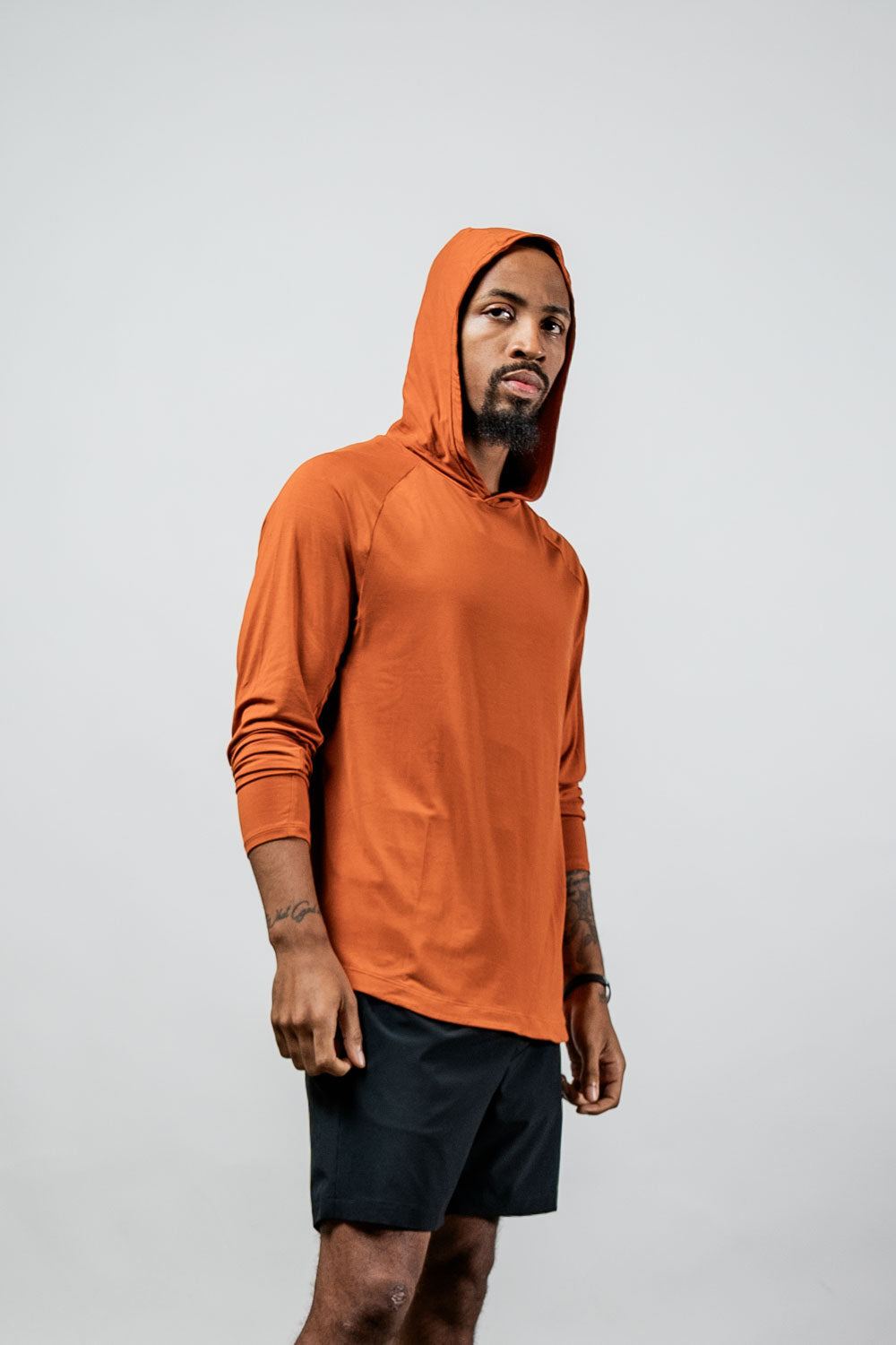 Varlo Men's Terra Recovery Element Hoodie Shirt in Sunfire Clay, view 7