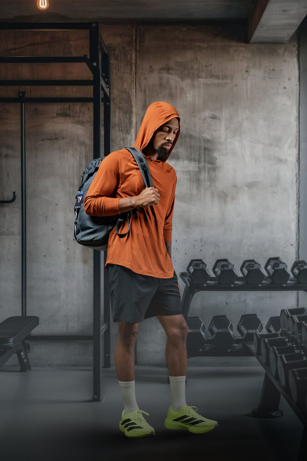 Varlo Men's Terra Recovery Element Hoodie Shirt in Sunfire Clay, view 4