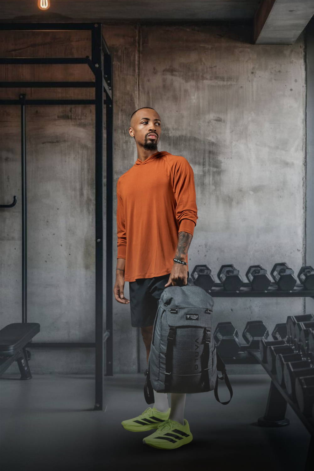 Varlo Men's Terra Recovery Element Hoodie Shirt in Sunfire Clay, view 13