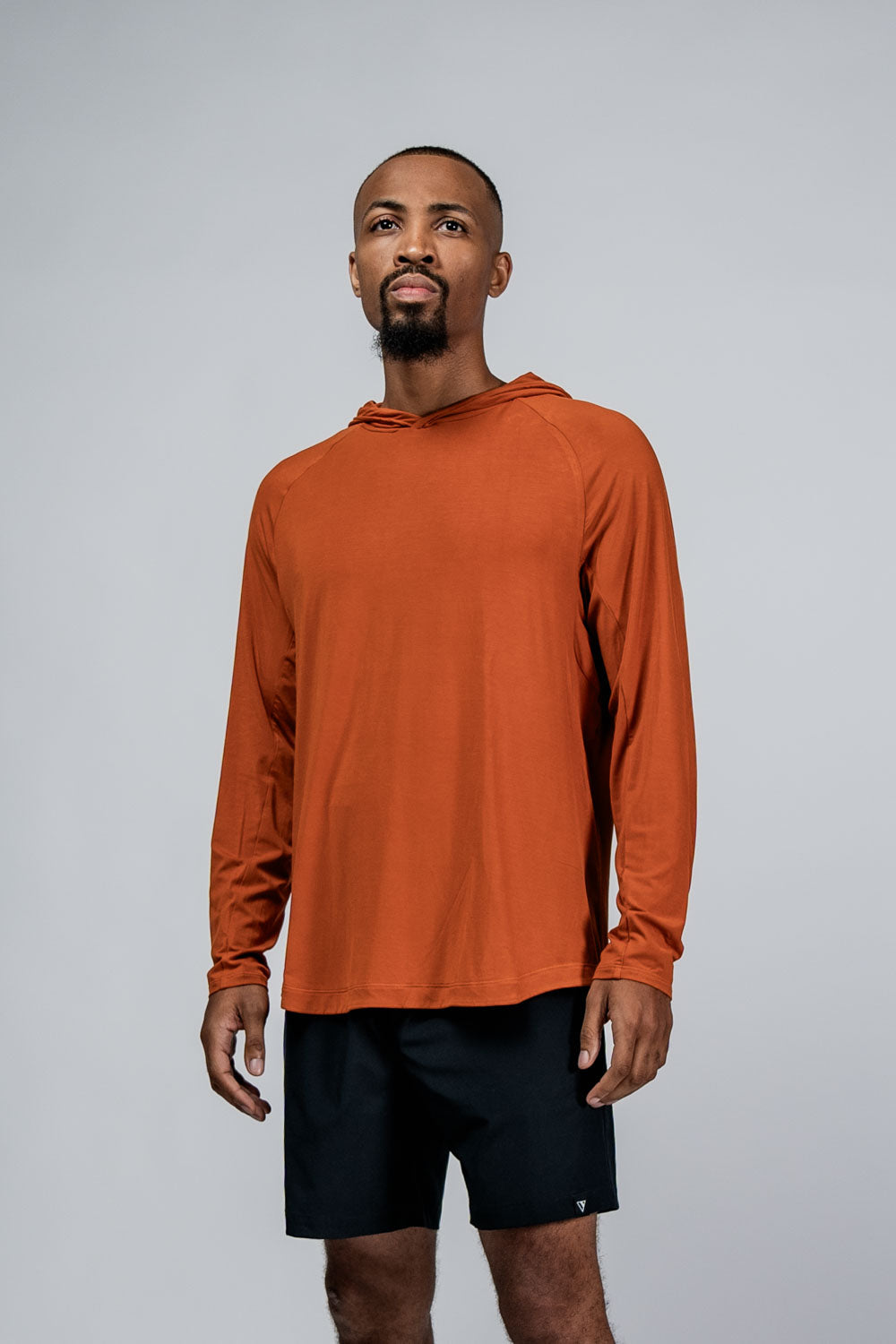 Varlo Men's Terra Recovery Element Hoodie Shirt in Sunfire Clay, view 5