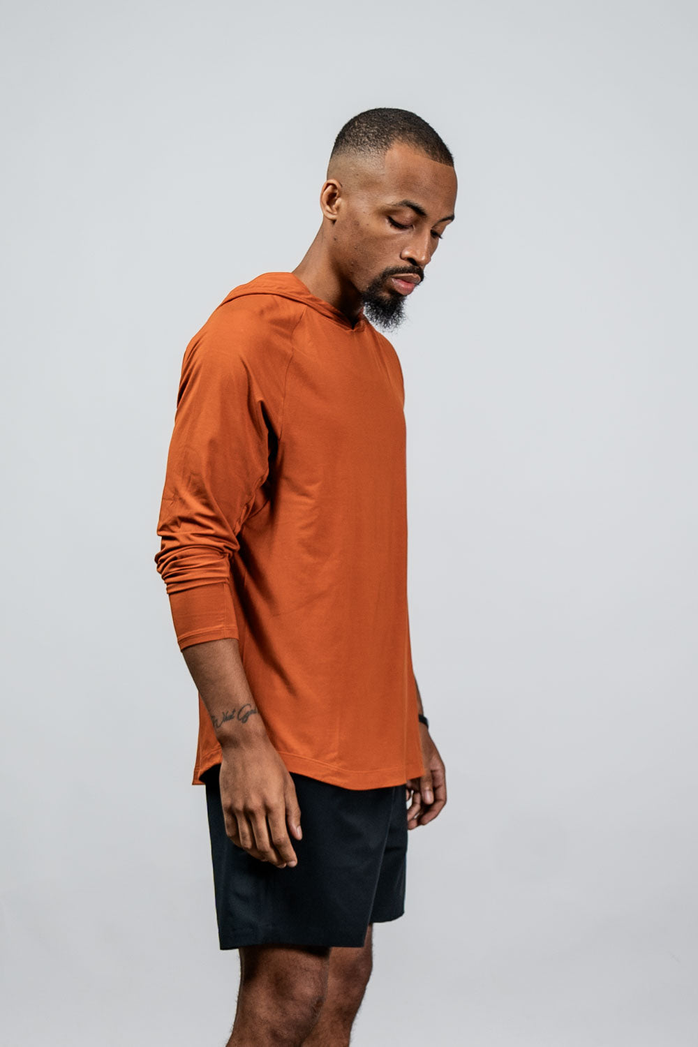 Varlo Men's Terra Recovery Element Hoodie Shirt in Sunfire Clay, view 12