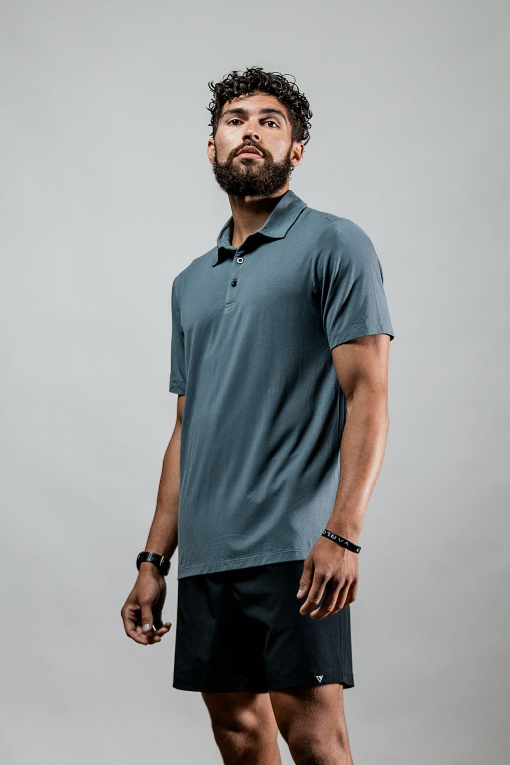 Varlo Men's Terra Recovery Polo in Ash Gray, view 8