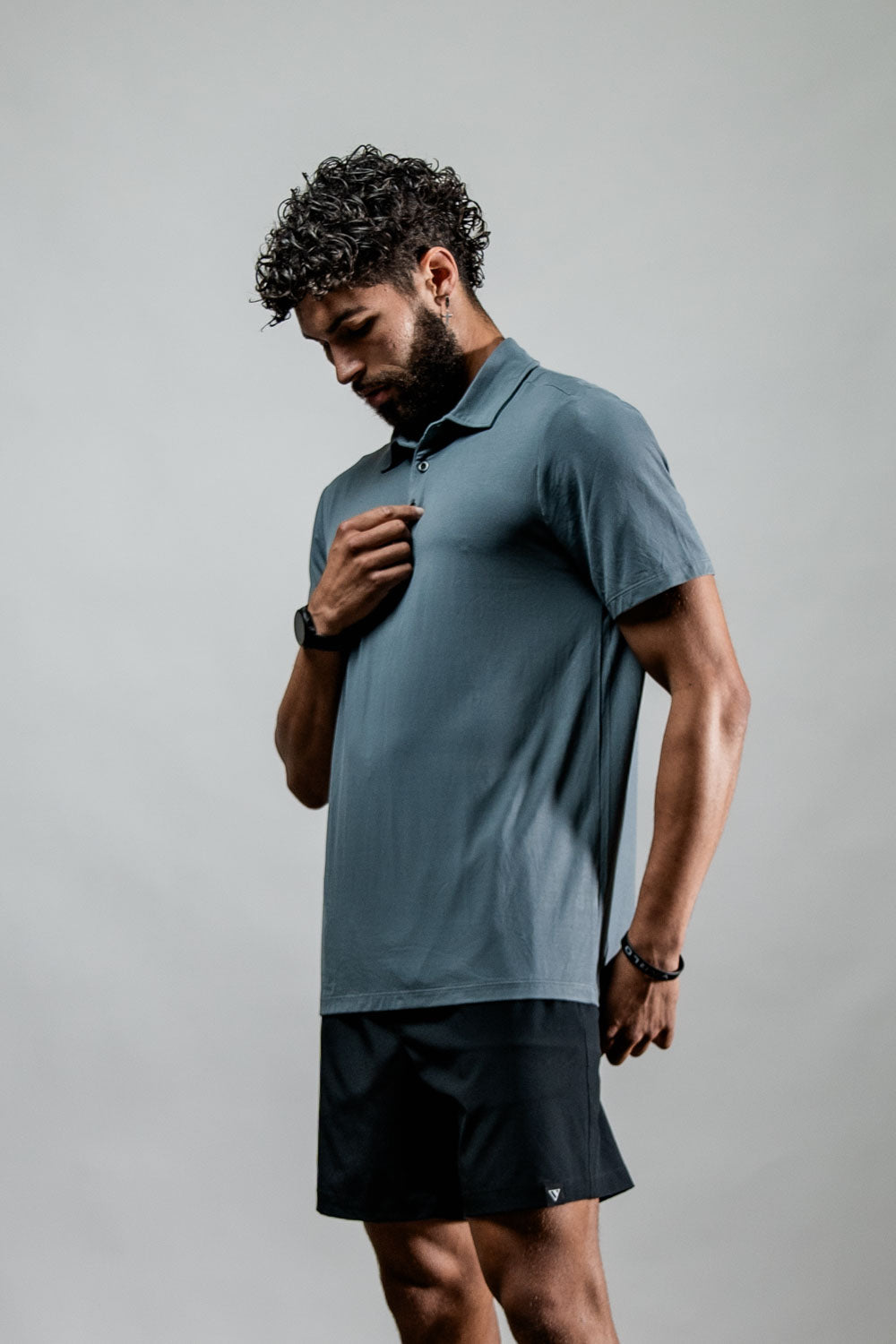 Varlo Men's Terra Recovery Polo in Ash Gray, view 10