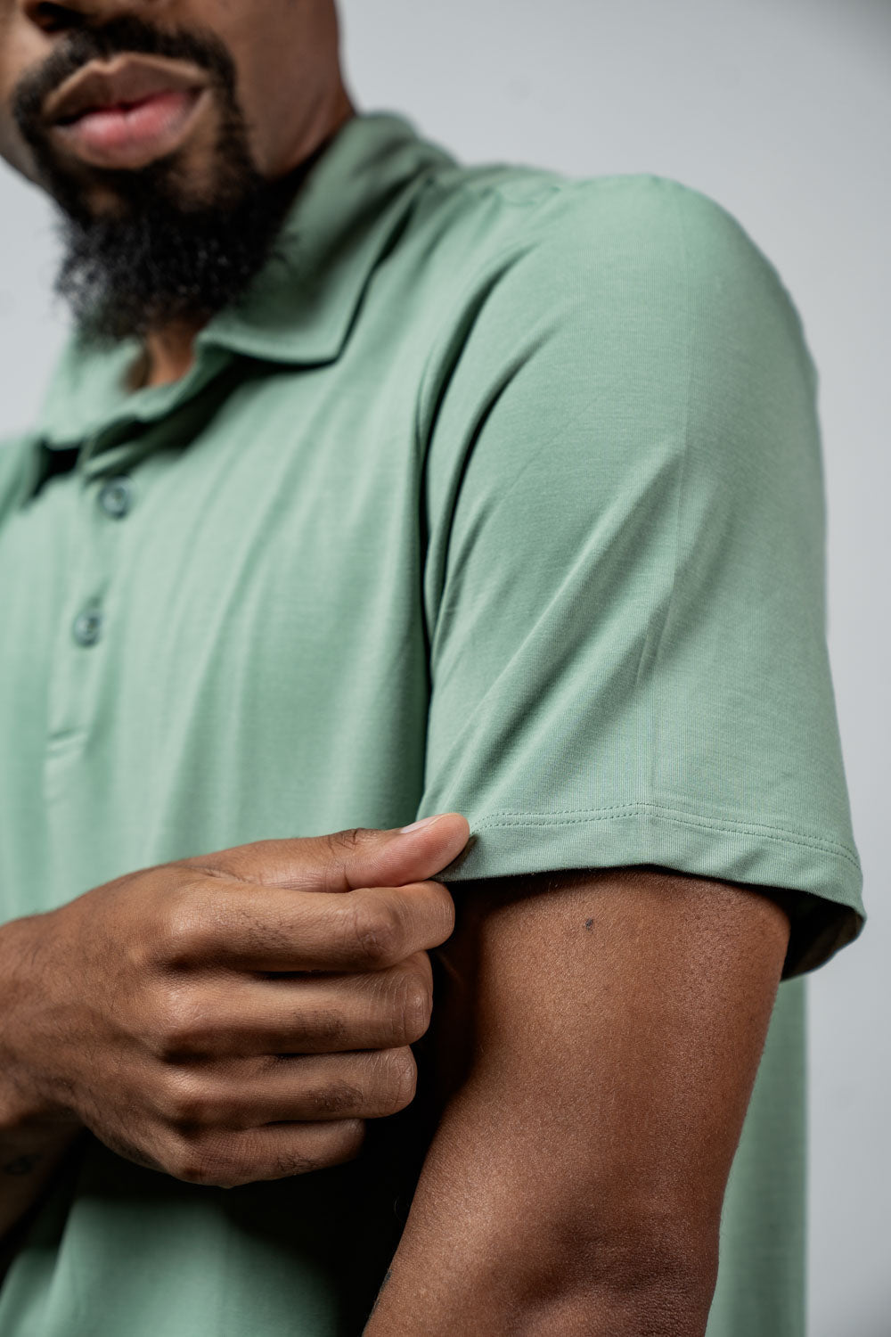 Varlo Men's Terra Recovery Polo in Low Light Olive, view 12