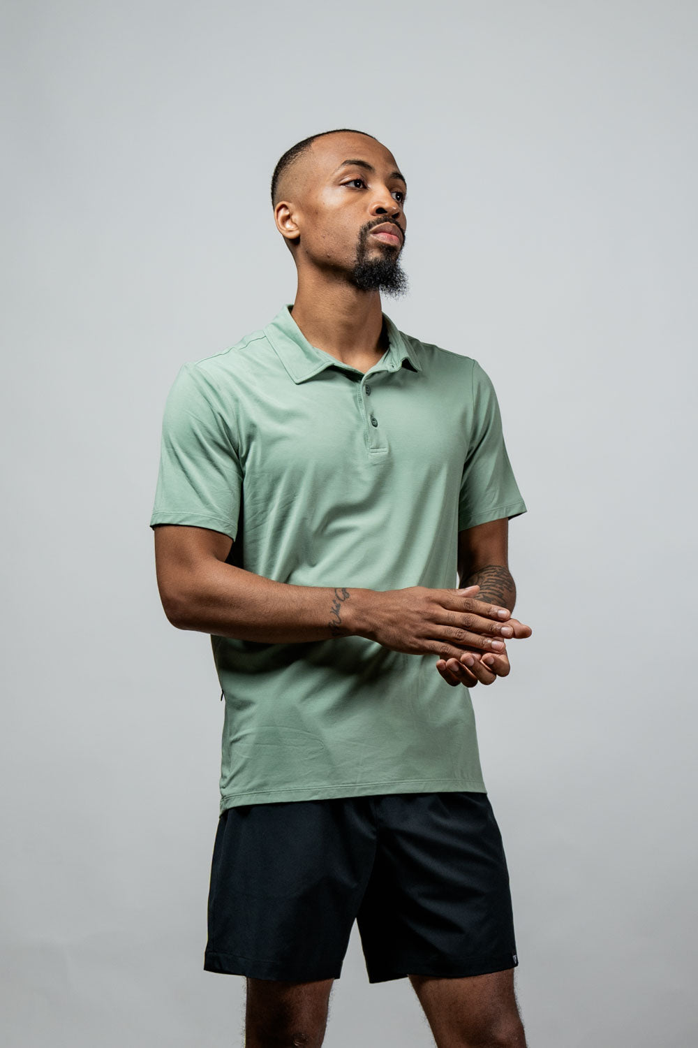 Varlo Men's Terra Recovery Polo in Low Light Olive, view 8