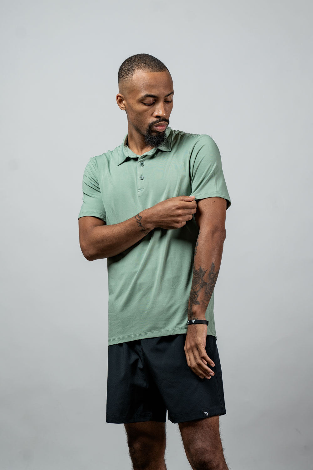 Varlo Men's Terra Recovery Polo in Low Light Olive, view 11